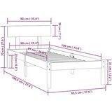  Posteljni okvir črn iz trdne borovine 90x190 cm UK Single, (20643341) | Shoptok.si