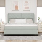  Box spring postelja z vzmetnico svetlo siva 180x200 cm žamet, (22052850) | Shoptok.si