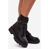 Boto Women's Work Boots With Decorative Strap Insulated Eco Leather Black Selita | shoptok.hr