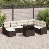  9 Delni Vrtni Kavč Set z Blazinami Rjav Poli Ratan, (22090997) | Shoptok.si