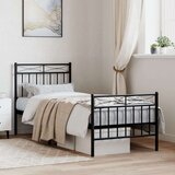 Metalni okvir kreveta uzglavlje i podnožje crni 75x190 cm | shoptok.hr