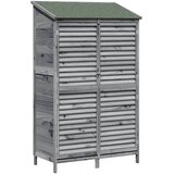 vidaXL Vrtna Šupa s krovom Siva 106 x 56 x 176 5 cm Čvrsto drvo jele - Siva 106 x 56 x 176 5 cm | shoptok.hr