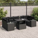 vidaXL 8-dijelni set vrtnih sofa od poliratana s jastucima crni | shoptok.hr