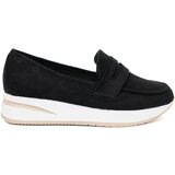 Shelvt Black suede platform loafers Cene