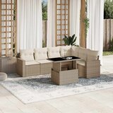 Maison Chic Seti vrtnega pohištva - Vrtna garnitura - Vrtni pohištvo set 7-delna z blazinami bež poli ratan, (21804038) | Shoptok.si