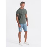 Ombre Men's denim short shorts with holes - light blue | Shoptok.si