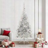vidaXL Umjetno predsvijetljeno božićno drvce Srebrno 210 cm PET | shoptok.hr