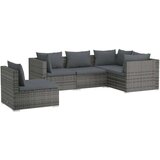  Vrtna sedežna garnitura 5-delna z blazinami poli ratan siva, (20672785) | Shoptok.si
