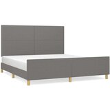  Posteljni okvir z vzglavjem temno siv 160x200 cm blago, (20795130) | Shoptok.si