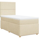 vidaXL Box spring postelja z vzmetnico krem 90x190 cm blago, (21291146) Cene