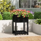 Maison Chic Visoka greda - Greda - Cvetlični Lonec s polico črna 54x54x81 cm trdna borovina, (21790635) | Shoptok.si