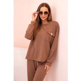 Kesi Włoski Women's set butter hoodie and pants with elastic camel Cene
