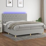  box spring s madracem LED svjetlosivi 200x200 cm tkanina | shoptok.hr