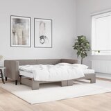 vidaXL Izvlečna dnevna postelja z vzmetnicami taupe 90x200 cm blago Cene