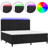  Box spring postelja z vzmetnico LED črna 200x200 cm žamet, (20761090) | Shoptok.si