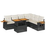 vidaXL Vrtna sedežna garnitura z blazinami 7-delna črn ratan/akacija, (21783212) | Shoptok.si