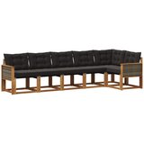 vidaXL Zunanja garnitura za sedenje z blazino 6 pcs Naravna in črna, (5000281182) | Shoptok.si