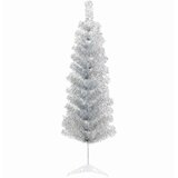  Umjetno usko božićno drvce s kuglicom 150 cm 150 LED lampica - 150 cm s LED-ima i srebrnim lopticama | shoptok.hr