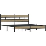 Metalni Kovinski posteljni okvir brez vzmetnice sonoma hrast 183x213 cm, (21611352) | Shoptok.si