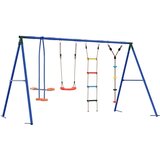  Set vanjskih ljuljački Šareni Čelik i PE - Crvena Swing sjedalo + ljestve + disk klackalica + klackalica | shoptok.hr