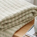 Bianca Zelena bombažna odeja 150x200 cm Cotton Muslin Stripe – | Shoptok.si