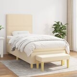  s oprugama i madracem krem 90 x 190 cm od tkanine | shoptok.hr