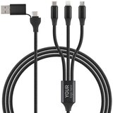 Meixi USB kabl FLET 6u1 60W – Micro-USB/ Lightning i Type-C/ PD/ najlon 1/2 m/ crni Cene
