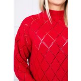Kesi Sweater high neck with diamond pattern red | shoptok.hr