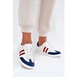 Zazoo N1068 Leather Low Sneakers Women White-Navy Cene