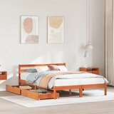 Maison Chic Posteljni okvir - Dvoposteljna postelja - Zakonska postelja brez vzmetnice voščeno rjav 120x190 cm borovina-J13168, (21770408) | Shoptok.si