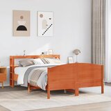 Maison Chic Posteljni okvir - Dvoposteljna postelja - Zakonska postelja brez vzmetnice voščeno rjav 140x190 cm borovina-J13377, (21762559) | Shoptok.si