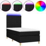 Maison Chic Box spring postelja - Vzmetna postelja z vzmetnico LED črna 90x200 cm blago SL9783, (21902765) Cene