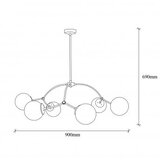 Opviq Vislica KROMOZOM 1021 crno/ bijela, metal/ staklo, 90 x 90 cm, visina 69 cm, promjer kugli 15 cm, 6 x E27 40 W, Kromozom - 1021 | shoptok.hr