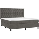  Box spring postelja z vzmetnico temno siva 160x200 cm žamet, (20790903) | Shoptok.si