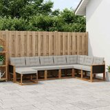  Set vanjskih sofa s jastukom 8 pcs Prirodna i Svjetlosiva | shoptok.hr