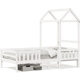 The Living Store Posteljni okvir s streho bel 90x200 cm trdna borovina - Posteljni Okvir, (21531567) | Shoptok.si