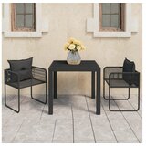  3-dijelni vrtni blagovaonski set od PVC ratana crni | shoptok.hr