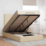  Otomanski okvir kreveta s madraca krem 120x190 cm od tkanine | shoptok.hr
