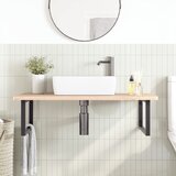  Zidna polica za umivaonik od čelika i masivne bukovine Smeđa 100 x 60 x 2.5 cm | shoptok.hr