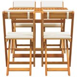 Bistro set s jastukom 5 pcs Prirodna nafta Čvrsto drvo akacije | shoptok.hr