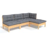  4-dijelna vrtna garnitura od borovine sa sivim jastucima | shoptok.hr