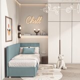 Ghado Plavi kutni dječji krevet s prostorom za odlaganje s madracem 90x200 cm Snugi - | shoptok.hr