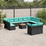  13-dijelni set vrtnih sofa s jastucima poliratan crni | shoptok.hr