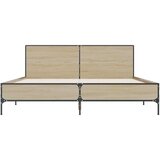  Posteljni okvir sonoma hrast 135x190 cm inž. les in kovina | Shoptok.si