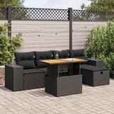  6-dijelni set vrtnih sofa s jastucima crni od poliratana bagrem | shoptok.hr
