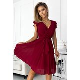 Numoco pleated dress with neckline and ruffles | ePonuda.com