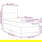 Box Spring Krevet s Madracem i LED Tamnosivi 90x200 cm Kordura Tkanina | shoptok.hr