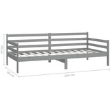  Dnevni ležaj od masivne borovine sivi 90 x 200 cm | shoptok.hr