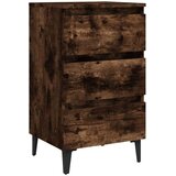  Nočna omarica s kovinskimi nogami dimljeni hrast 40x35x69 cm, (20624100) | Shoptok.si