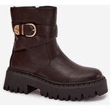 Boto Insulated Women's Boots with Gold Buckle Chocolate Elanore | Shoptok.si